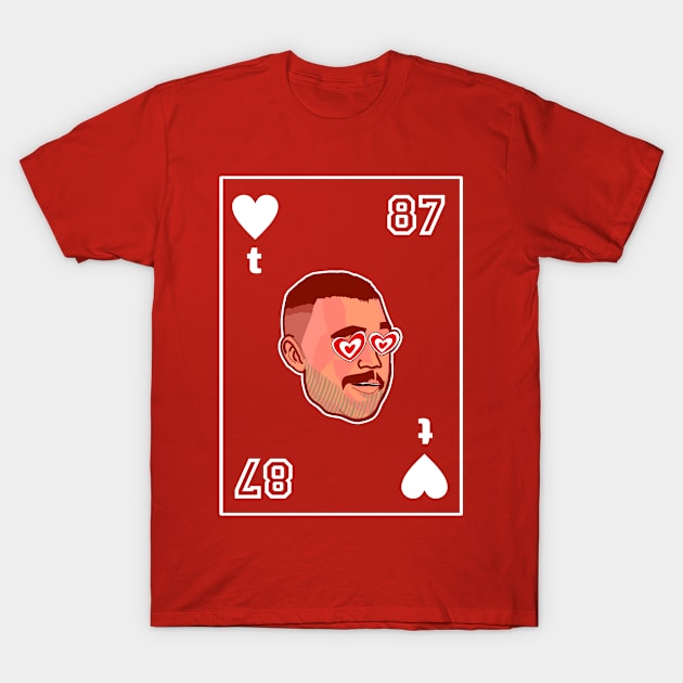 Travis Kelce 87 Heart - White T-Shirt by Qrstore